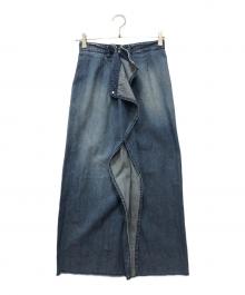 MM6 Maison Margiela（エムエムシックスメゾンマルジェラ）の古着「フロントフリルデニムロングスカート」｜インディゴ