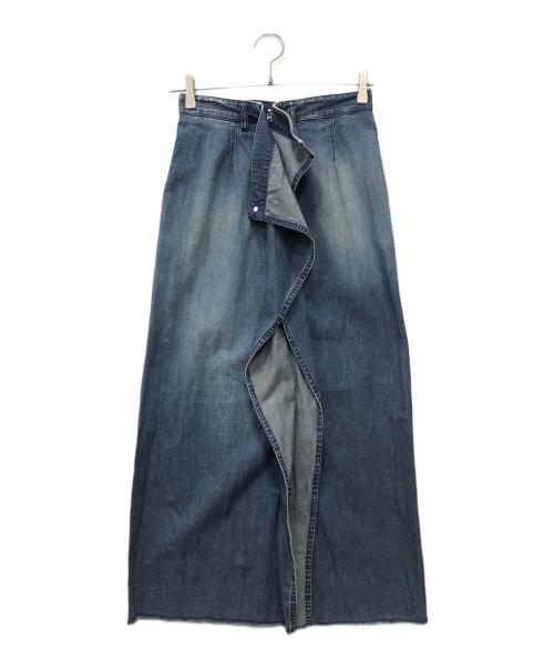 MM6 Maison Margiela（エムエムシックスメゾンマルジェラ）MM6 Maison Margiela (エムエムシックスメゾンマルジェラ) フロントフリルデニムロングスカート インディゴ サイズ:38の古着・服飾アイテム