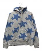 A BATHING APEア ベイシング エイプ）の古着「RELAXED STA PATTERN PULLOVER HOODIE」｜グレー×ブルー