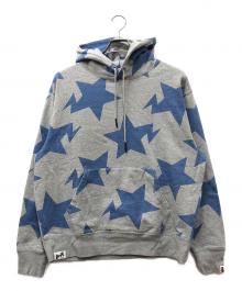 A BATHING APE（ア ベイシング エイプ）の古着「RELAXED STA PATTERN PULLOVER HOODIE」｜グレー×ブルー