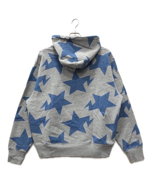 A BATHING APE（ア ベイシング エイプ）A BATHING APE (ア ベイシング エイプ) RELAXED STA PATTERN PULLOVER HOODIE グレー×ブルー サイズ:Lの古着・服飾アイテム