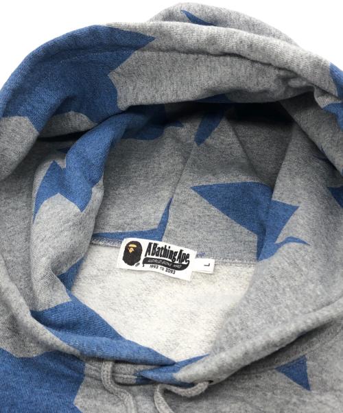 A BATHING APE（ア ベイシング エイプ）A BATHING APE (ア ベイシング エイプ) RELAXED STA PATTERN PULLOVER HOODIE グレー×ブルー サイズ:Lの古着・服飾アイテム