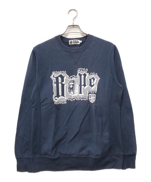 A BATHING APE（ア ベイシング エイプ）A BATHING APE (ア ベイシング エイプ) 旧タグ 両Vスウェット ネイビー サイズ:Lの古着・服飾アイテム