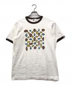 A BATHING APEアベイシングエイプ）の古着「BABY MILO リンガーTシャツ」｜ホワイト×ブラウン