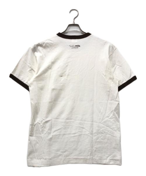 A BATHING APE（アベイシングエイプ）A BATHING APE (アベイシングエイプ) BABY MILO リンガーTシャツ ホワイト×ブラウン サイズ:Lの古着・服飾アイテム