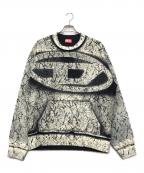 DIESELディーゼル）の古着「S-Macoval クラックコーティングスウェット」｜グレー×ブラック