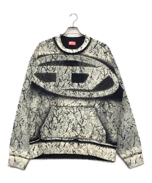 DIESEL（ディーゼル）DIESEL (ディーゼル) S-Macoval クラックコーティングスウェット グレー×ブラック サイズ:Lの古着・服飾アイテム