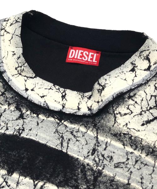 DIESEL（ディーゼル）DIESEL (ディーゼル) S-Macoval クラックコーティングスウェット グレー×ブラック サイズ:Lの古着・服飾アイテム