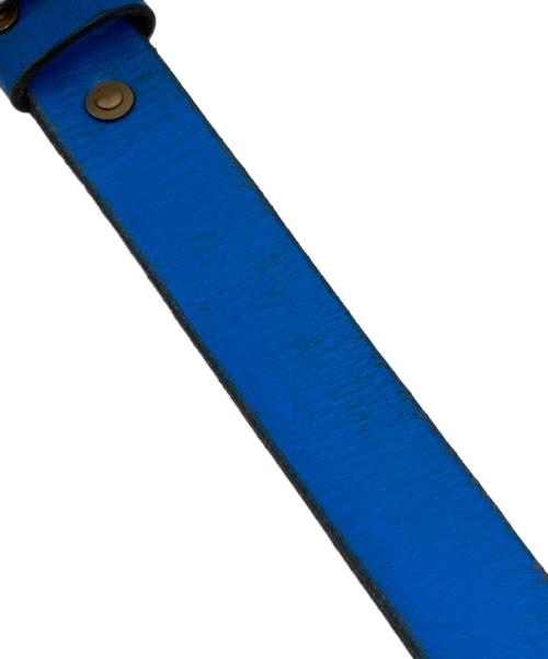 KAPITAL（キャピタル）KAPITAL (キャピタル) オイルレザー スタッズディスコバックルベルト ブルー サイズ:下記参照の古着・服飾アイテム