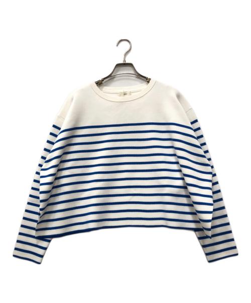 IENA（イエナ）IENA (イエナ) ファインコットンスムースボーダープルオーバー ホワイト×ブルー サイズ:F 未使用品の古着・服飾アイテム