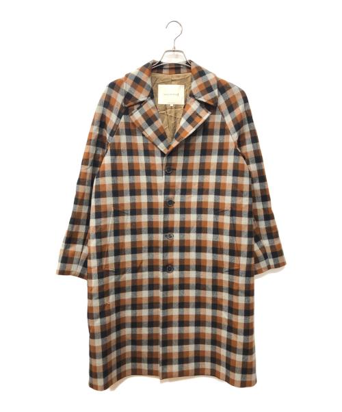 MACKINTOSH（マッキントッシュ）MACKINTOSH (マッキントッシュ) メルトンチェックシングルコート ブラウン×グレー サイズ:38の古着・服飾アイテム