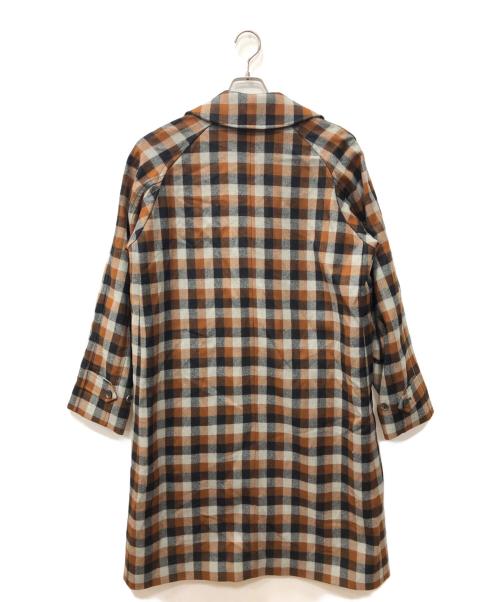 MACKINTOSH（マッキントッシュ）MACKINTOSH (マッキントッシュ) メルトンチェックシングルコート ブラウン×グレー サイズ:38の古着・服飾アイテム