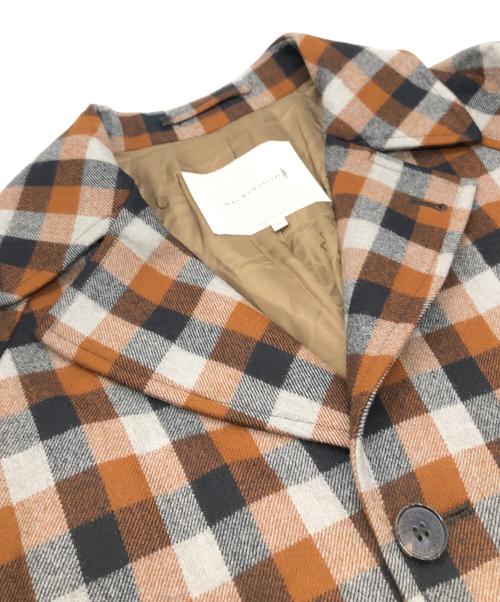 MACKINTOSH（マッキントッシュ）MACKINTOSH (マッキントッシュ) メルトンチェックシングルコート ブラウン×グレー サイズ:38の古着・服飾アイテム