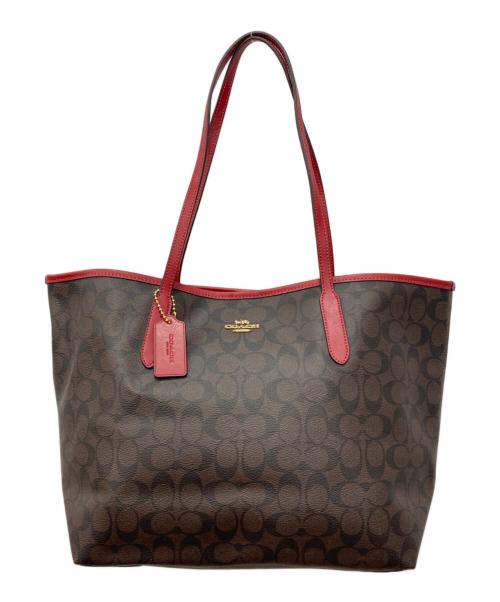 COACH（コーチ）COACH (コーチ) トートバッグ ブラウン×レッド サイズ:下記参照の古着・服飾アイテム