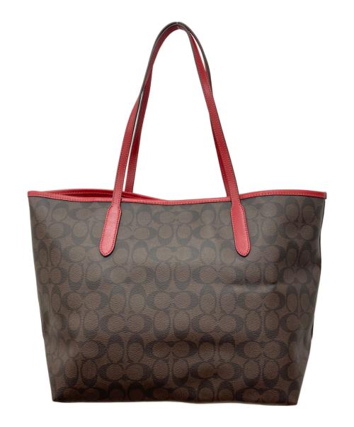 COACH（コーチ）COACH (コーチ) トートバッグ ブラウン×レッド サイズ:下記参照の古着・服飾アイテム