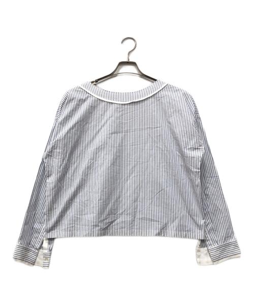 Y's（ワイズ）Y's (ワイズ) 襟断ち切りストライププルオーバー ブルー サイズ:2の古着・服飾アイテム