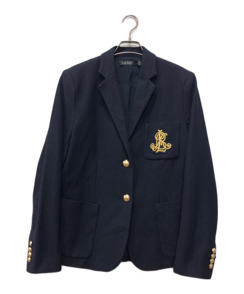 LAUREN RALPH LAUREN（ローレンラルフローレン）LAUREN RALPH LAUREN (ローレンラルフローレン) エンブレム付 ブリンジャガードブレザー ネイビー サイズ:Lの古着・服飾アイテム