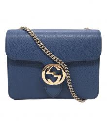 GUCCI（グッチ）の古着「インターロッキング ショルダー バッグ」｜ブルー