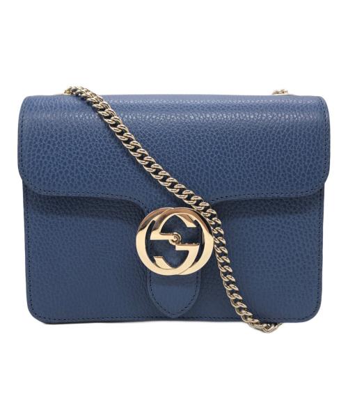 GUCCI（グッチ）GUCCI (グッチ) インターロッキング ショルダー バッグ ブルー サイズ:下記参照の古着・服飾アイテム