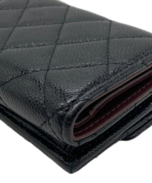 CHANEL（シャネル）CHANEL (シャネル) キャビアスキンフラップ3つ折り財布 ブラック サイズ:下記参照の古着・服飾アイテム