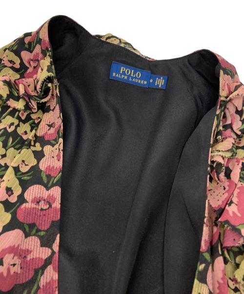 POLO RALPH LAUREN（ポロ・ラルフローレン）POLO RALPH LAUREN (ポロ・ラルフローレン) フローラル ラップドレス パープル×ブラックの古着・服飾アイテム