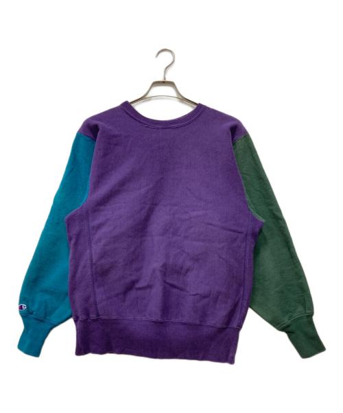 Champion（チャンピオン）Champion (チャンピオン) 90’S クレイジーパターンリバースウィーブスウェット パープル×グリーン サイズ:Lの古着・服飾アイテム