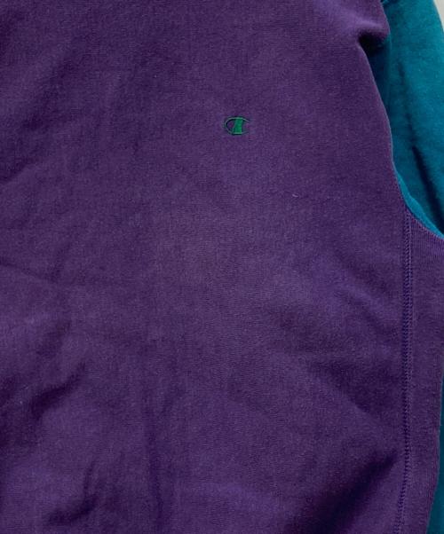 Champion（チャンピオン）Champion (チャンピオン) 90’S クレイジーパターンリバースウィーブスウェット パープル×グリーン サイズ:Lの古着・服飾アイテム