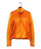 Mame Kurogouchiマメクロゴウチ）の古着「Osmanthus Motif Jacquard Sheer Knitted Top」｜オレンジ