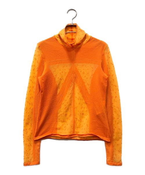 Mame Kurogouchi（マメクロゴウチ）mame kurogouchi (マメクロゴウチ) Osmanthus Motif Jacquard Sheer Knitted Top オレンジ サイズ:2 未使用品の古着・服飾アイテム