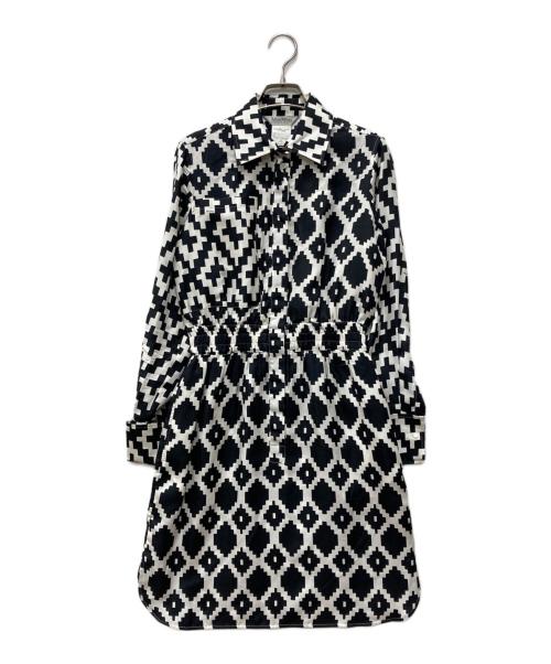 MaxMara（マックスマーラ）MaxMara (マックスマーラ) シルクツイルシャツドレス ブラック×ホワイト サイズ:36の古着・服飾アイテム