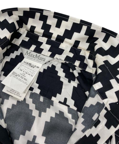 MaxMara（マックスマーラ）MaxMara (マックスマーラ) シルクツイルシャツドレス ブラック×ホワイト サイズ:36の古着・服飾アイテム