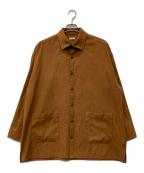 RAKINESラキネス）の古着「Micro light suedeポリエステル長袖シャツ」｜ブラウン