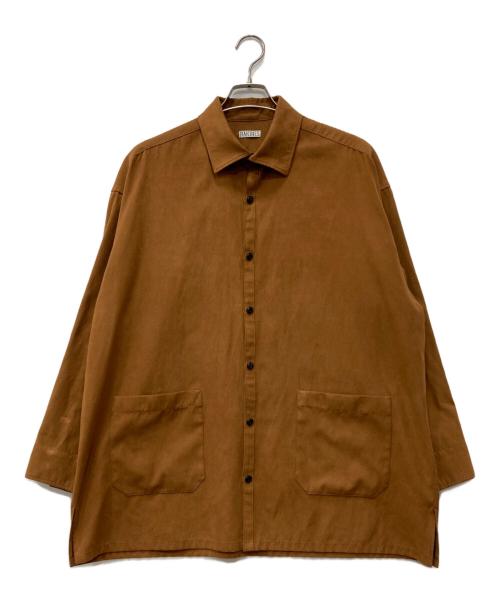 RAKINES（ラキネス）RAKINES (ラキネス) Micro light suedeポリエステル長袖シャツ ブラウン サイズ:2の古着・服飾アイテム