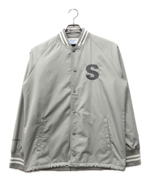 stussy（ステューシー）stussy (ステューシー) Champion (チャンピオン) ヴァーシティーコーチジャケット3 グレー サイズ:Sの古着・服飾アイテム