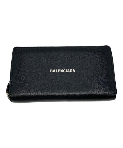 BALENCIAGA（バレンシアガ）BALENCIAGA (バレンシアガ) ロゴラウンドジップロングウォレット ブラック サイズ:下記参照の古着・服飾アイテム