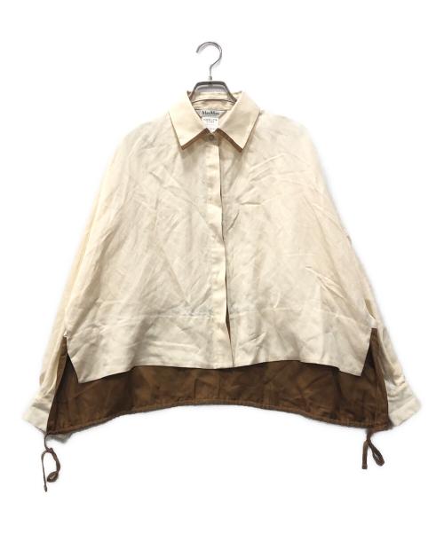 MaxMara（マックスマーラ）MaxMara (マックスマーラ) リネン×シルク切替シャツ ベージュ×ブラウン サイズ:40の古着・服飾アイテム