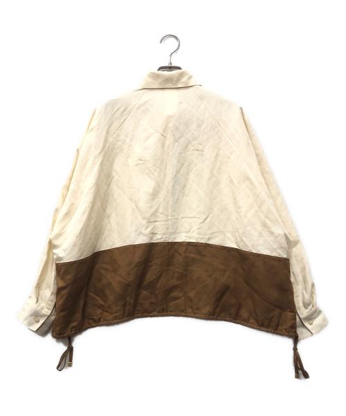 MaxMara（マックスマーラ）MaxMara (マックスマーラ) リネン×シルク切替シャツ ベージュ×ブラウン サイズ:40の古着・服飾アイテム