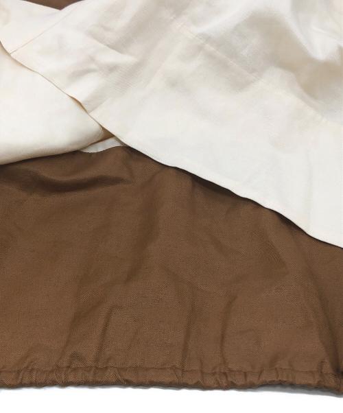 MaxMara（マックスマーラ）MaxMara (マックスマーラ) リネン×シルク切替シャツ ベージュ×ブラウン サイズ:40の古着・服飾アイテム