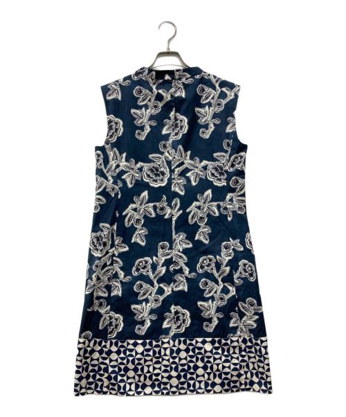 'S Max Mara（エスマックスマーラ）'S Max Mara (エスマックスマーラ) 総柄ノースリーブワンピース ネイビー サイズ:40の古着・服飾アイテム