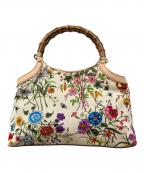 GUCCIグッチ）の古着「フローラハンドバッグ」｜ベージュ×グリーン