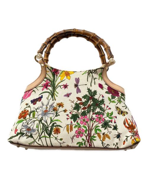 GUCCI（グッチ）GUCCI (グッチ) フローラハンドバッグ ベージュ×グリーン サイズ:下記参照の古着・服飾アイテム