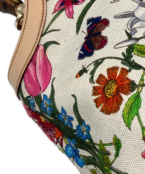 GUCCI（グッチ）GUCCI (グッチ) フローラハンドバッグ ベージュ×グリーン サイズ:下記参照の古着・服飾アイテム