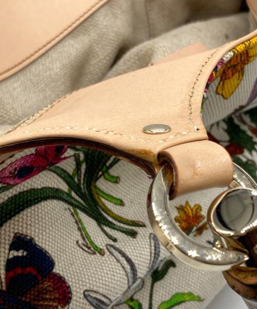 GUCCI（グッチ）GUCCI (グッチ) フローラハンドバッグ ベージュ×グリーン サイズ:下記参照の古着・服飾アイテム