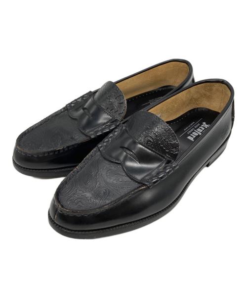 The Kenford Fineshoes（ケンフォードファインシューズ）THE KENFORD FINESHOES (ケンフォードファインシューズ) ペイズリーエンボスコンビローファー ブラック サイズ:27 1/2の古着・服飾アイテム