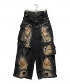 PERSONSOULパーソンソウル）の古着「skirt armor dirty jeans」｜グレー