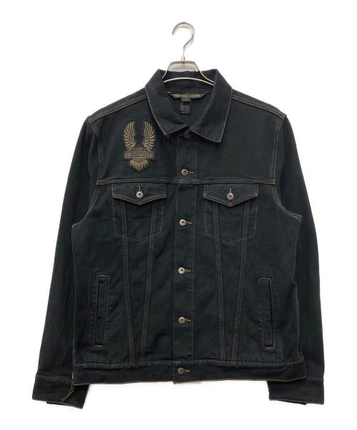HARLEY-DAVIDSON（ハーレーダビッドソン）HARLEY-DAVIDSON (ハーレーダビッドソン) イーグルワッペンデニムジャケット ブラック サイズ:Lの古着・服飾アイテム