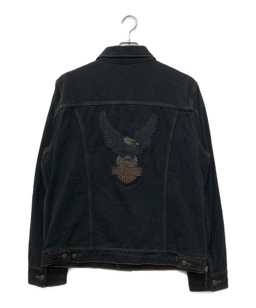 HARLEY-DAVIDSON（ハーレーダビッドソン）HARLEY-DAVIDSON (ハーレーダビッドソン) イーグルワッペンデニムジャケット ブラック サイズ:Lの古着・服飾アイテム