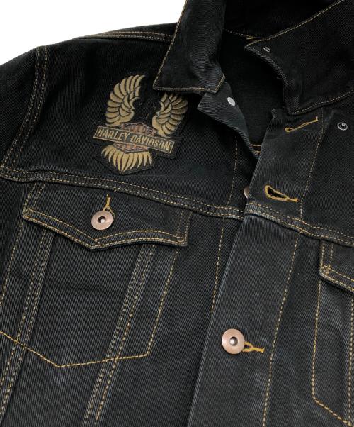 HARLEY-DAVIDSON（ハーレーダビッドソン）HARLEY-DAVIDSON (ハーレーダビッドソン) イーグルワッペンデニムジャケット ブラック サイズ:Lの古着・服飾アイテム