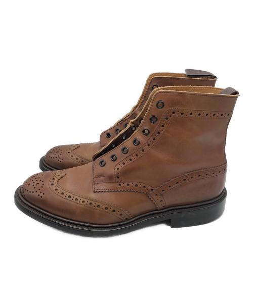 Tricker's（トリッカーズ）Tricker's (トリッカーズ) STOW カーフ フルブローグ シングルダイナイトソール カントリーブーツ ブラウン サイズ:8-5の古着・服飾アイテム