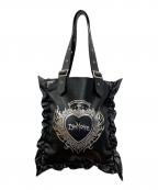 DimMoireディムモアール）の古着「heartcore フリルトートバッグ」｜ブラック